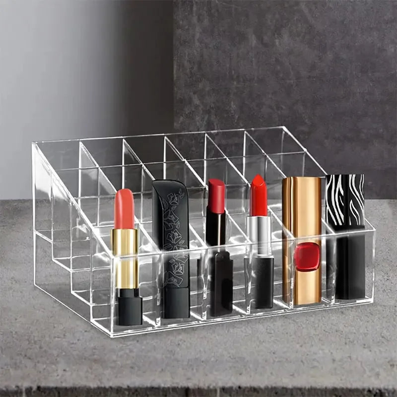 Organizador de Lápices Labiales Transparente para el Hogar, Caja de Almacenamiento de Plástico para Escritorio, Organizador de Cosméticos