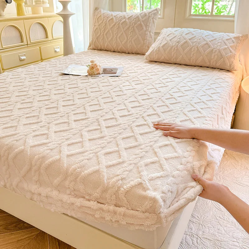 Sábana ajustable de lana Tafu de color sólido, funda protectora para colchón doméstico, antideslizante, de una sola pieza, sin funda de almohada, novedad de 2025