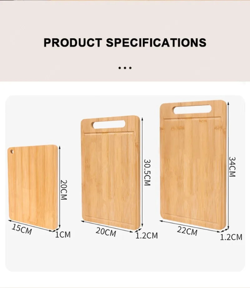 Tabla de Cortar de Bambú WXCOO de Doble Cara, Tabla de Cortar de Bambú Moso Natural Antimoho, Tabla de Bambú para Cocina, Utensilios Domésticos