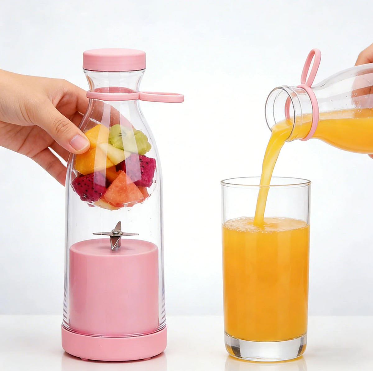 Licuadora Portátil de 6 Cuchillas y 420 ml, con Carga USB, en Forma de Botella de Vino, Mezcladora de Frutas, Mini Licuadora Eléctrica para Uso Diario en la Cocina