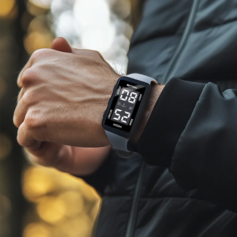 2025 Reloj electrónico deportivo rectangular para hombre, resistente al agua, alarma de luz nocturna, reloj Digital ligero y portátil para hombre