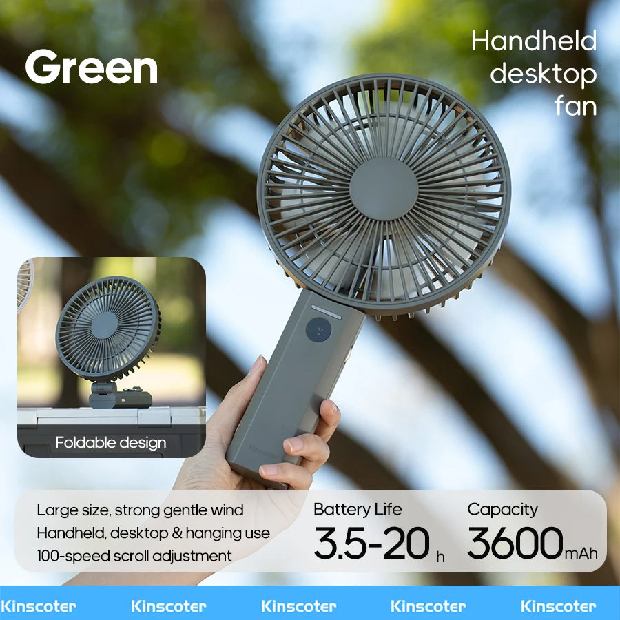 Nuevo Ventilador Portátil Plegable de Mano, Ventilador Recargable de Escritorio de 3600 mAh, 100 Velocidades, Ángulo de Viento Ajustable, para el Hogar, Viajes al Aire Libre