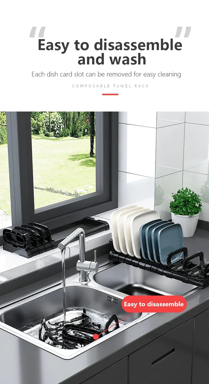 Estante de almacenamiento de platos para armario de cocina, escurridor de platos integrado, divisor de platos, organizador de accesorios de cocina