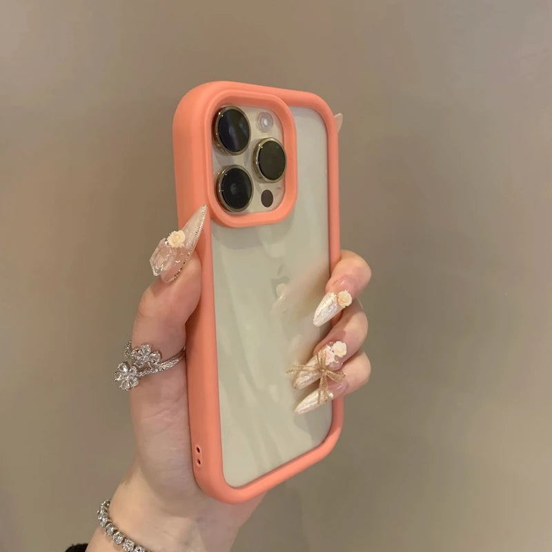 Funda de teléfono dura transparente de lujo para iPhone 16, 15, 14, 13, 12 Pro Max Plus, fundas de parachoques transparentes a prueba de golpes, funda coque