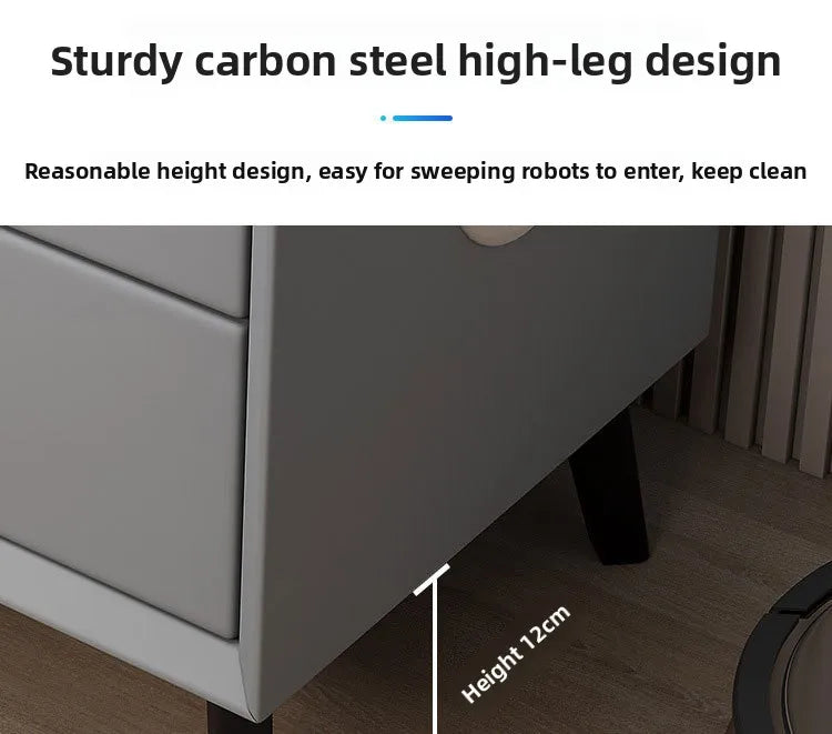 Mesita de noche de madera inteligente con altavoz cargador inalámbrico, mesita de noche minimalista moderna de dos cajones, muebles multifuncionales para el hogar