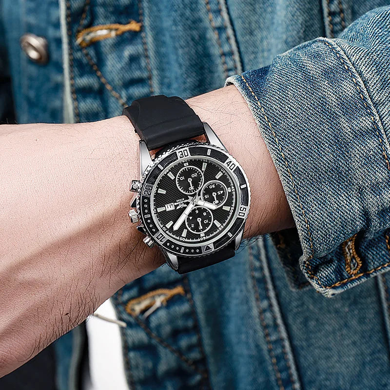 Relojes deportivos informales con banda de silicona para Hombre, Reloj de pulsera de negocios con calendario a la moda para Hombre