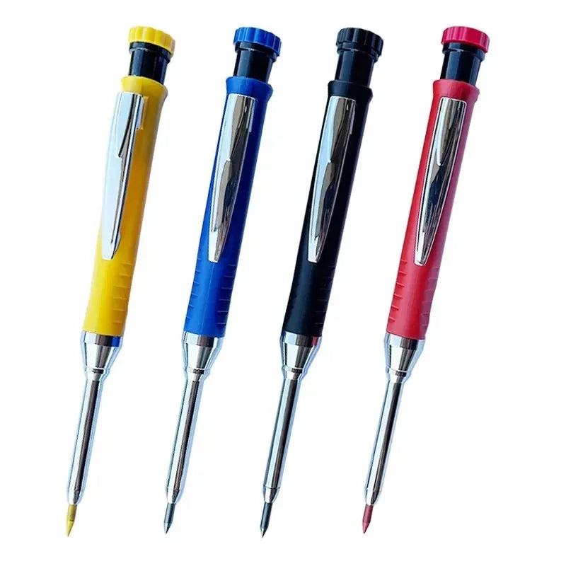 Lápiz mecánico de carpintero sólido de 2,8mm con afilador para construcción de carpintería, lápiz de carpintero de cabeza larga, suministro de papelería