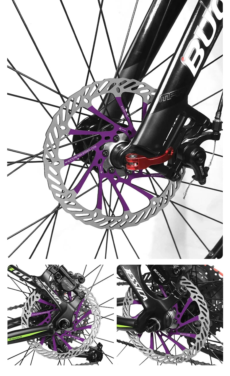 BUCKLOS-Rotor de freno de disco hidráulico ultraligero para bicicleta de montaña, disco de freno de bicicleta de carreras de carretera de montaña de 160/180/203mm con 6 pernos gratis