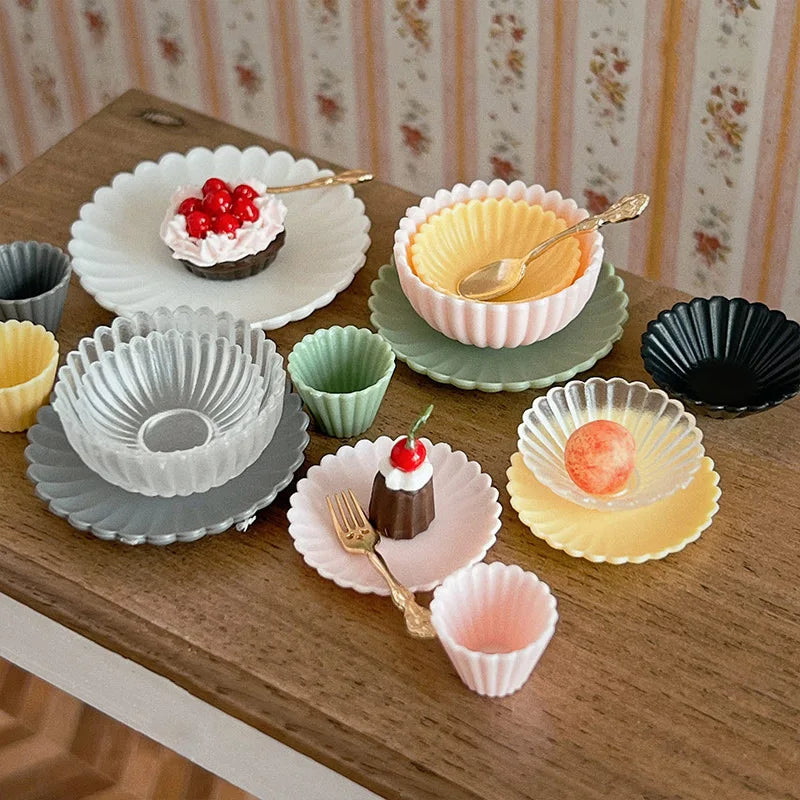 Nuevo Juego de 8 Piezas de Vajilla en Miniatura para Casa de Muñecas 1/6, Platos, Tazones y Utensilios para Muñecas Blyth, Accesorios de Escena, Juguetes