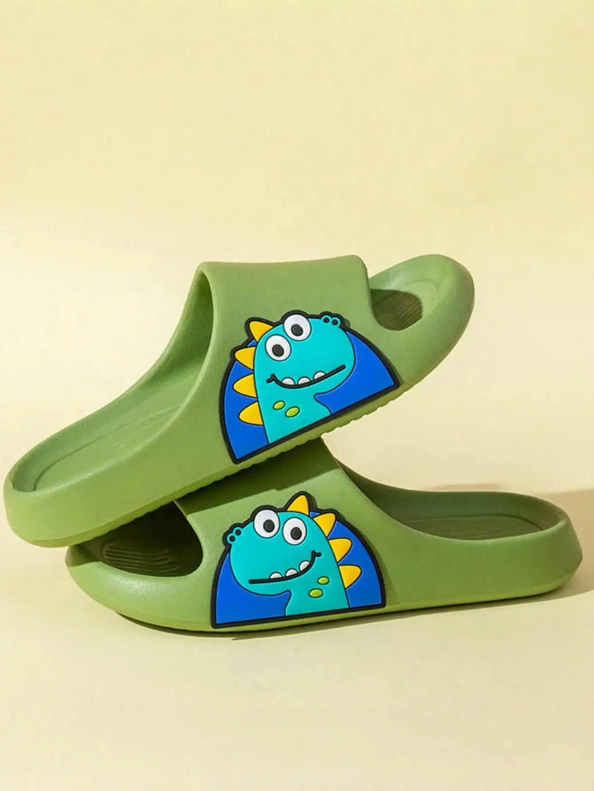 Sandalias lindas antideslizantes del dinosaurio de la historieta de la suela suave para el baño de los niños/niñas en casa