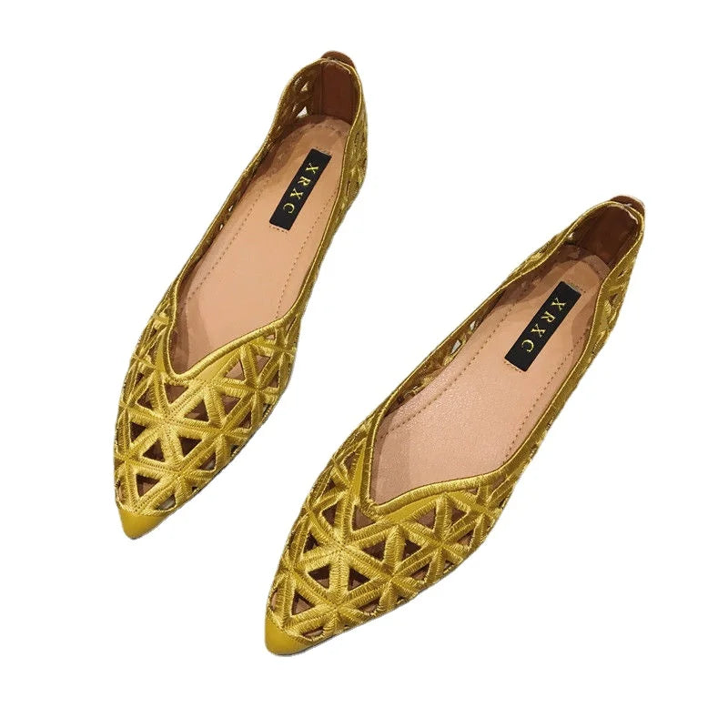 Zapatos planos de mujer 2026 de verano con punta hueca, estilo Joker, para ocio y uso diario, elegantes, transpirables, con orificios