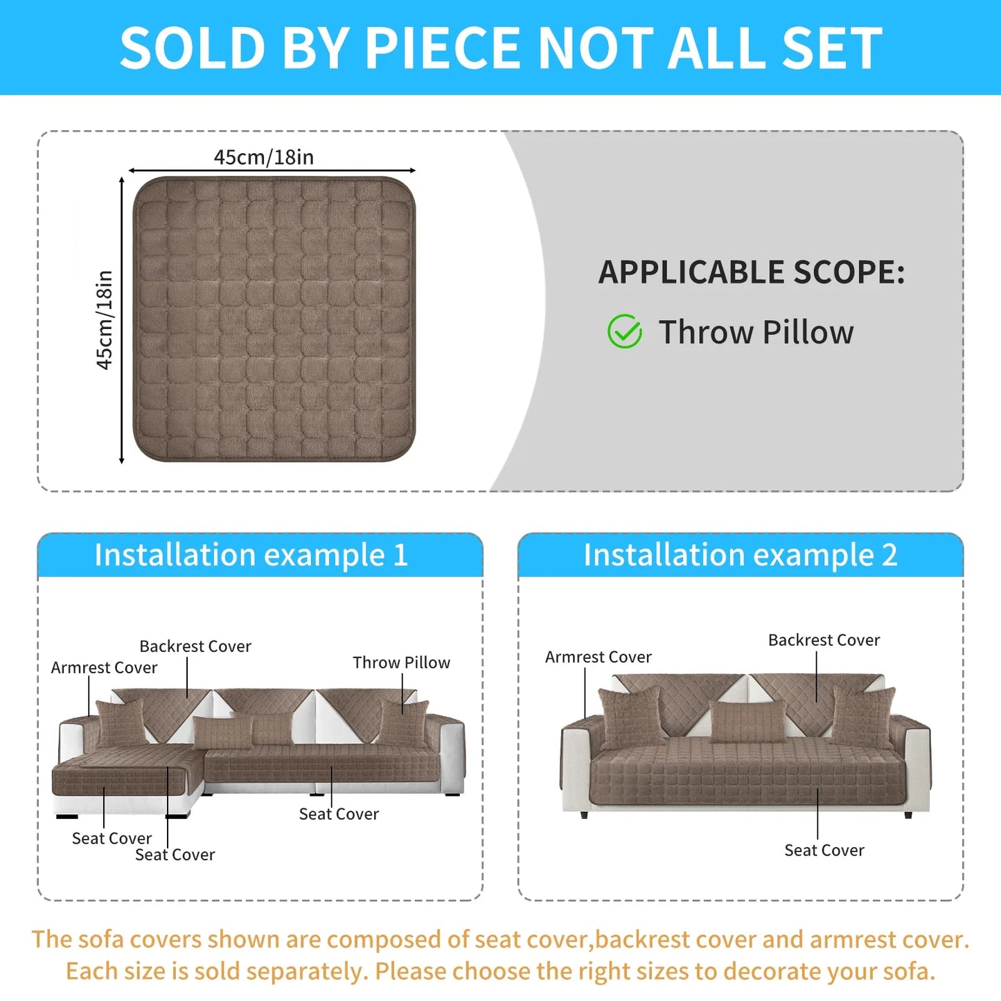 Fundas de sofá suaves y cálidas, fundas de cojines lavables, antideslizantes, fácil instalación para fundas de sofá seccionales en forma de L, protección de muebles