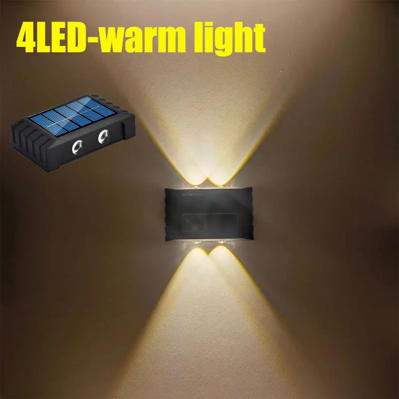 Lámpara Solar de pared de 4/6/8/10LED, decoración de calle para patio, luz impermeable para exteriores, iluminación luminosa arriba y abajo, lámpara de paisaje de jardín
