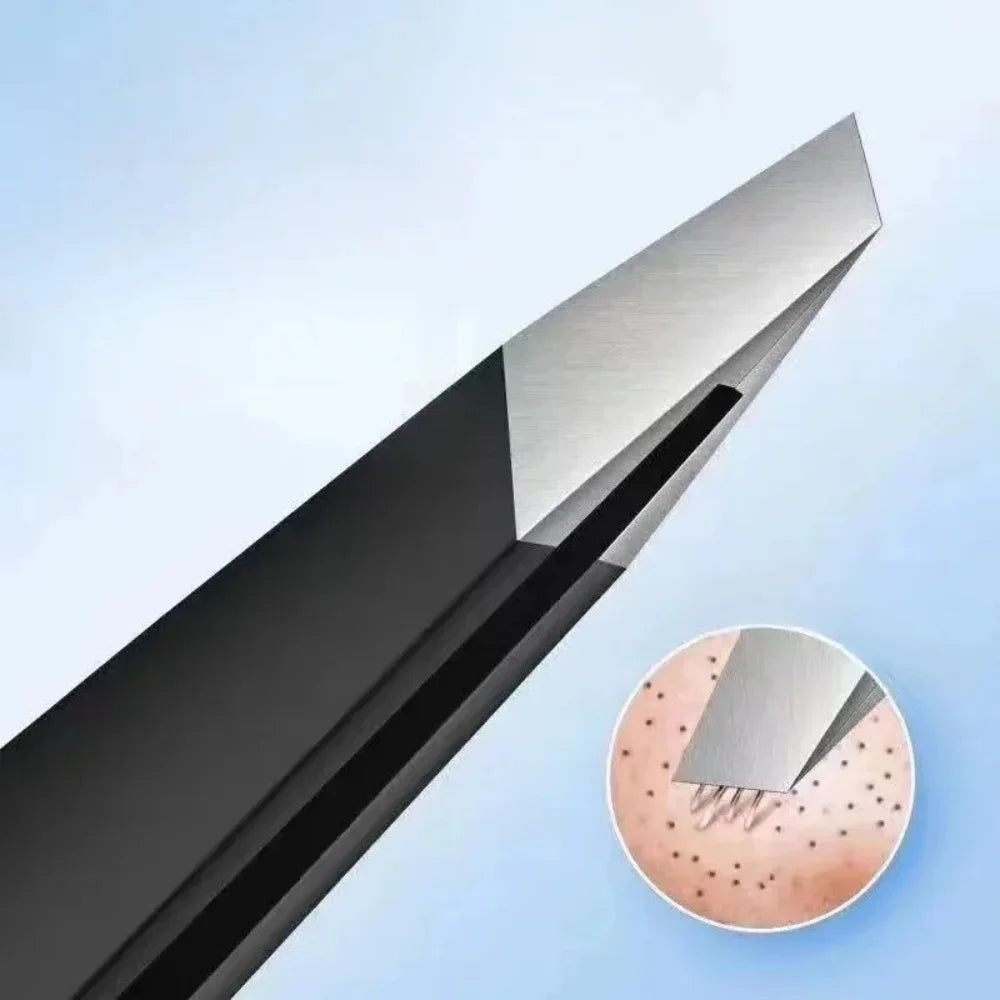 Pinzas de Acero Inoxidable para Cejas con Cuchilla de Recorte, Punta Inclinada y Plana, Depilador de Cejas, Pestañas, Barba, Párpado Doble, Maquillaje, Regalo