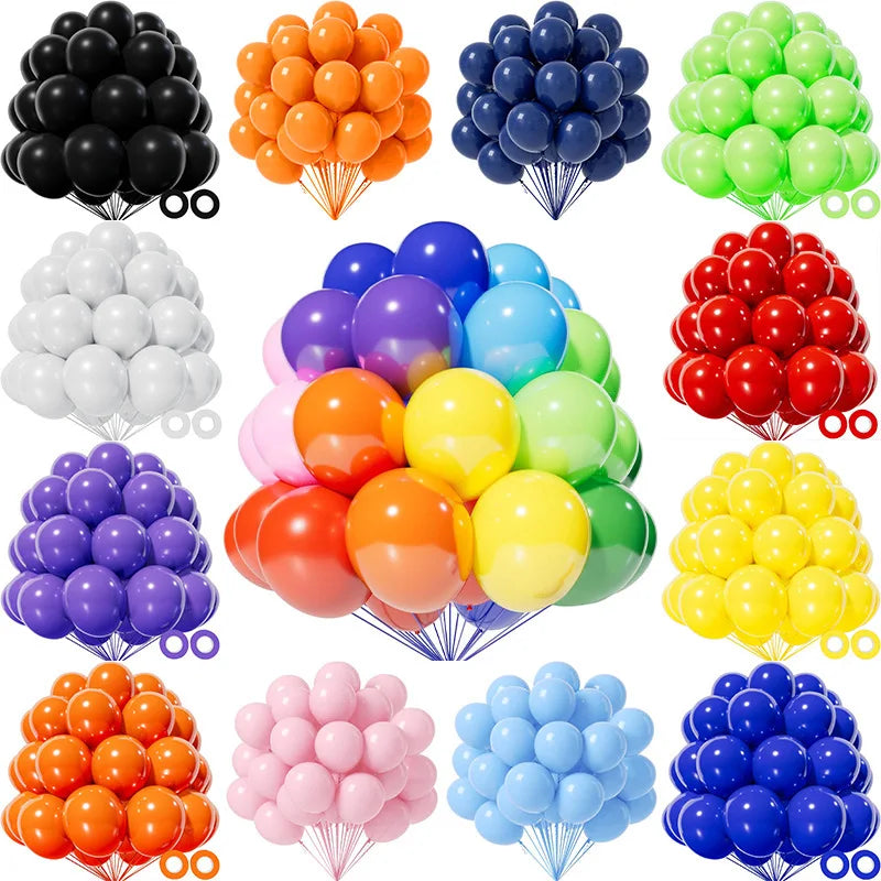 10/20/30 Uds. Globos de Látex Rojos, Negros y Blancos de 5/10/12 Pulgadas, Globos Rosa Intenso, Azules y Marrones para Decoración de Fiestas de Cumpleaños, Bodas y Baby Shower
