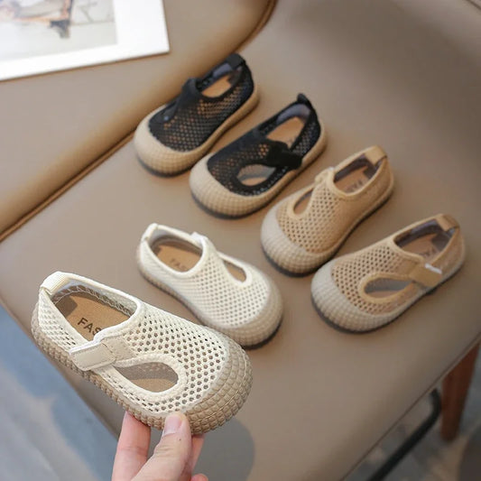 Sandalias para niños, malla de aire, transpirables, a la moda, suela suave, zapatos informales para niños, zapatos de verano para playa para bebés, deslizadores con gancho para niños y niñas 21-30
