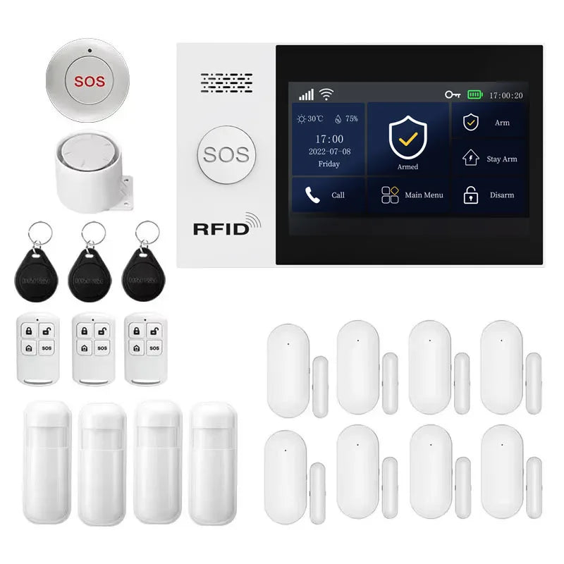 PGST kit alarma antirrobo inteligente WiFi 2G GSM Works with Tuya Smart Life sistema seguridad inalámbrico hogar negocio control app sensores puerta ventana instalación fácil sin cuotas mensuales
