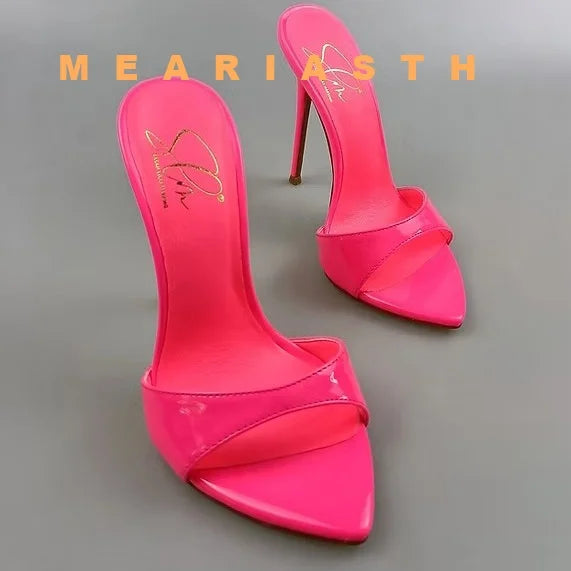 Zapatillas de crin de verano, zapatos de mujer, Sandalias de tacón de aguja súper alto, sandalias de mujer con punta abierta y pasarela para fiesta, talla grande 44