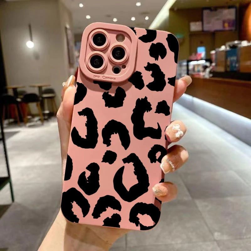 Funda protectora de teléfono con diseño de leopardo para iPhone 16, fundas para iPhone 17 Air 15 14 13 12 11 Pro Max 16E XS XR X 7 8 Plus