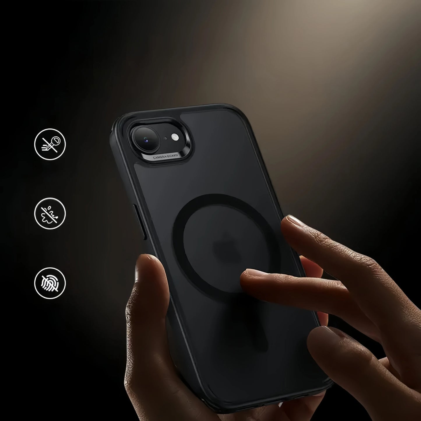 Funda para iPhone 17e/16e con Magnético, Translúcida, Mate, Antigolpes y Protectora - Negra