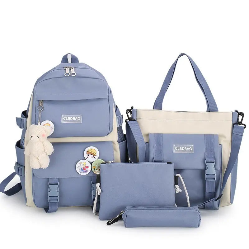 Mochila escolar Kawaii para niños y niñas, conjunto de 4 piezas, mochilas escolares para adolescentes y niñas