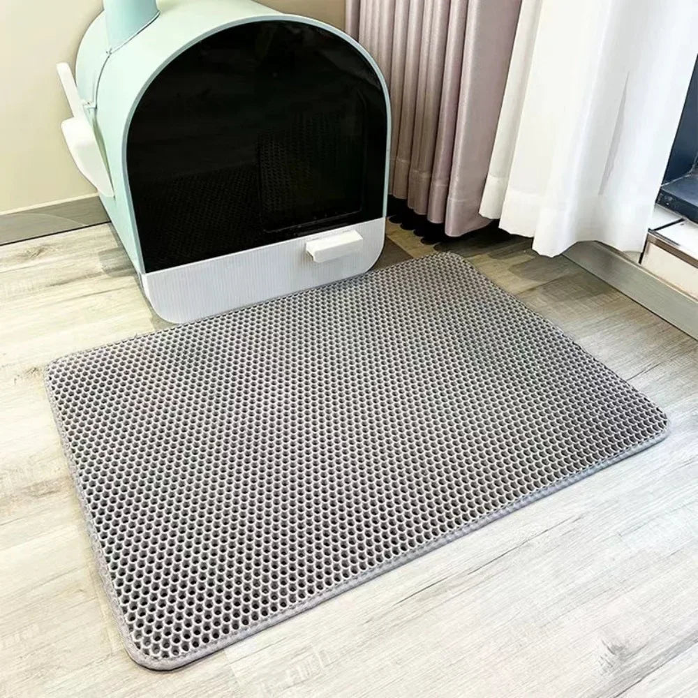 Estera de arena grande para gatos, impermeable, de doble capa, antideslizante, bandeja para caja de arena, lavable, duradera, estera de entrenamiento para el baño de mascotas