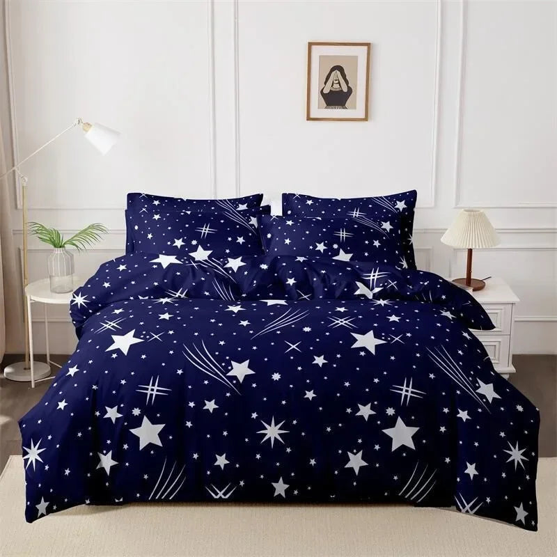 Funda nórdica cepillada estampada, funda de almohada, juego de tres piezas, funda de cama de tela respetuosa con la piel de alta calidad (sin sábana), 3 uds.