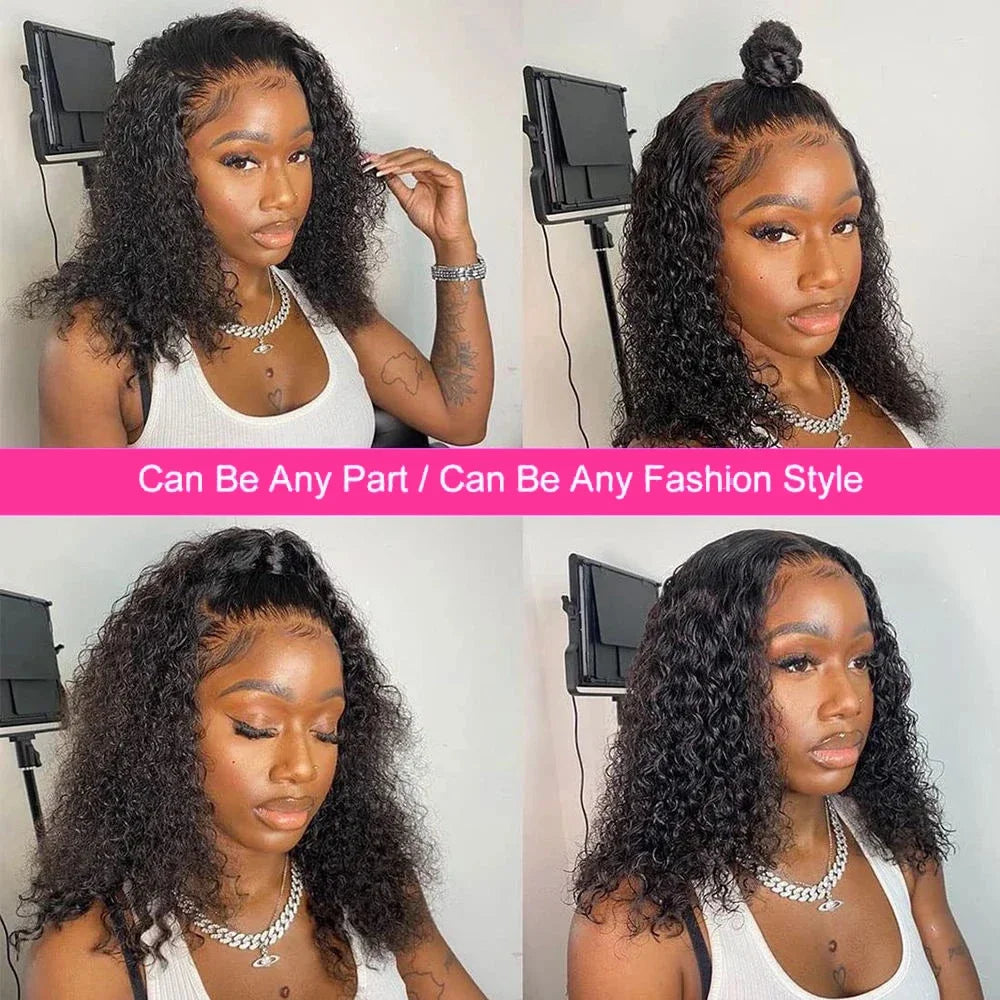 Vietnamese 13x4 Curly Lace Front Wig Short Bob Frontal Wig Deep Water Wave 2x6 4x4 5x5 HD Lace Closure Wig For Women PrePlcuked
