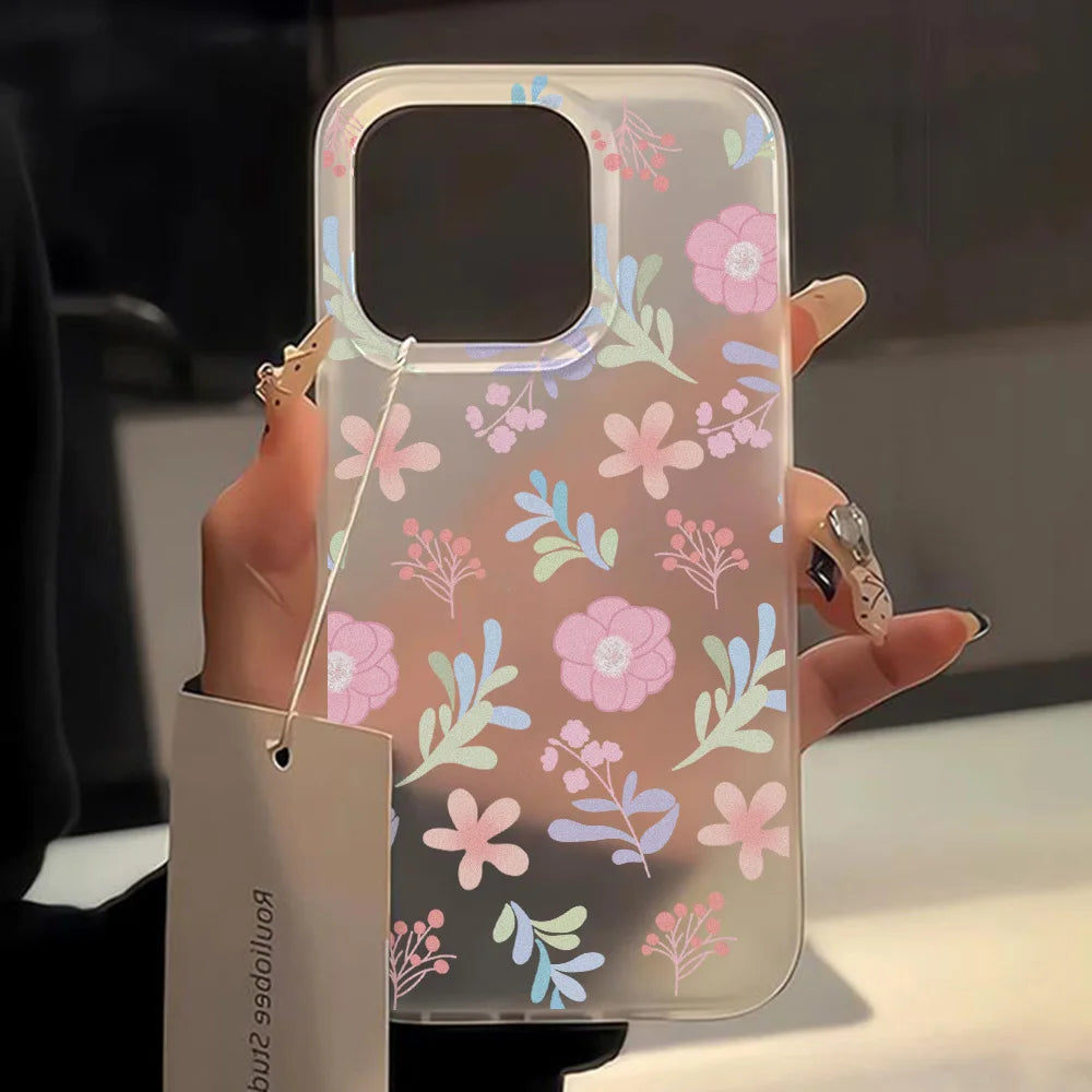 Fundas de teléfono de silicona suave mate para iPhone 15 funda iPhone 16 13 17 Pro Max 14 11 12 Pro 15 16 Plus funda transparente a prueba de golpes con flores