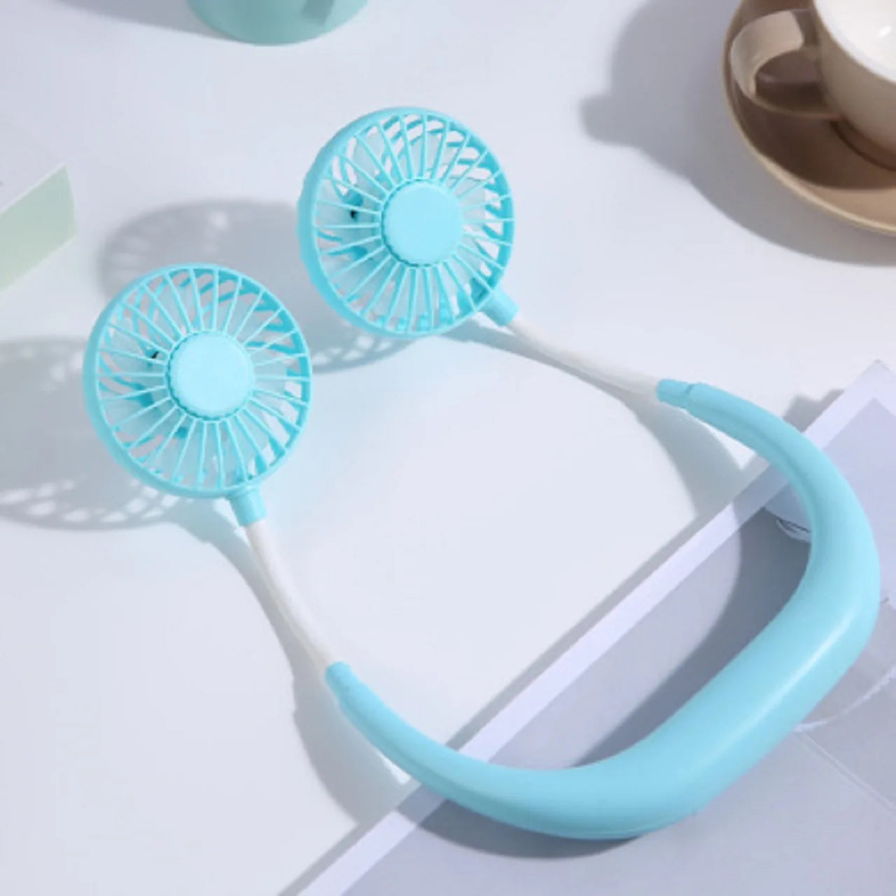Ventilador portátil con USB para el hogar y la Oficina, miniventilador de cuello con manos libres, colgante, recargable, con 3 velocidades, ajustable