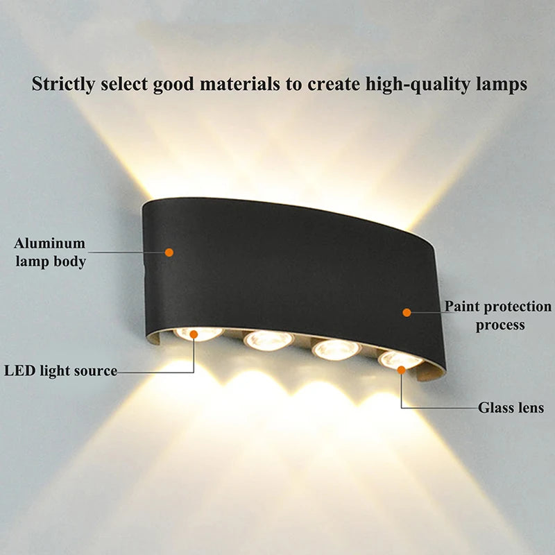 Apliques de pared LED, lámpara moderna para interiores y exteriores, luces blancas de montaje en pared arriba y abajo para decoración de sala de estar, pasillo y dormitorio