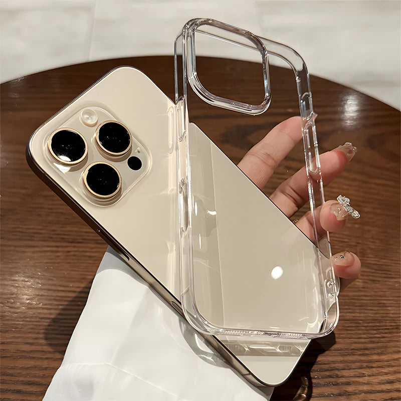 Fundas de parachoques transparentes a prueba de golpes de lujo para iPhone 16 15 14 13 12 11 Pro Max Plus accesorios de cubierta de teléfono acrílico suave transparente