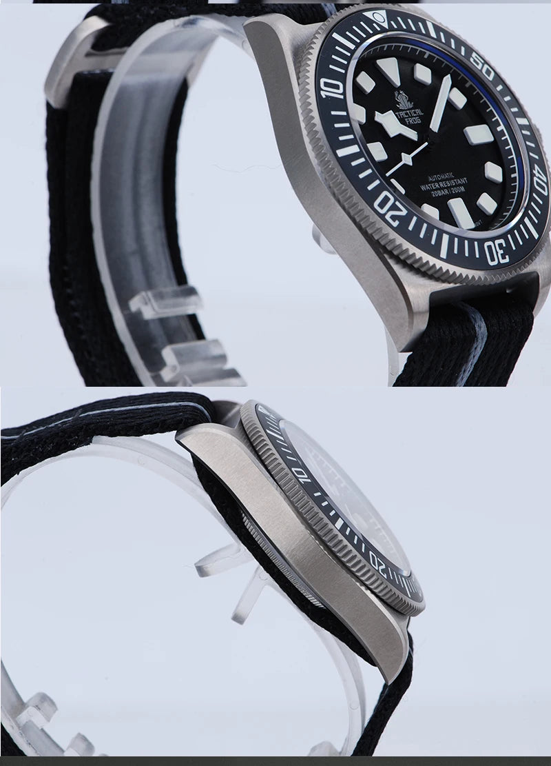 Reloj de buceo táctico Frog FXD V4 de titanio resistente al agua hasta 200M para hombre, movimiento NH35 de 42mm, BGW-9 de zafiro mecánico automático luminoso