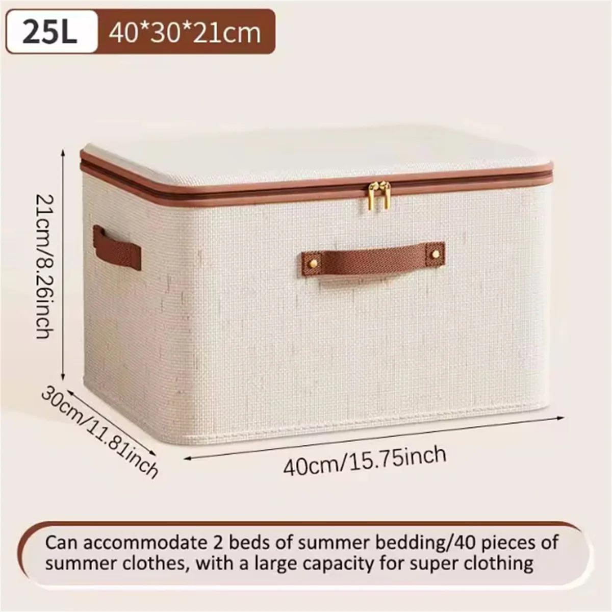 Caja de almacenamiento grande para el hogar, caja organizadora de almacenamiento con cremallera de lino y algodón de carcasa dura resistente con tapa para ropa, juguetes, mantas ﻿