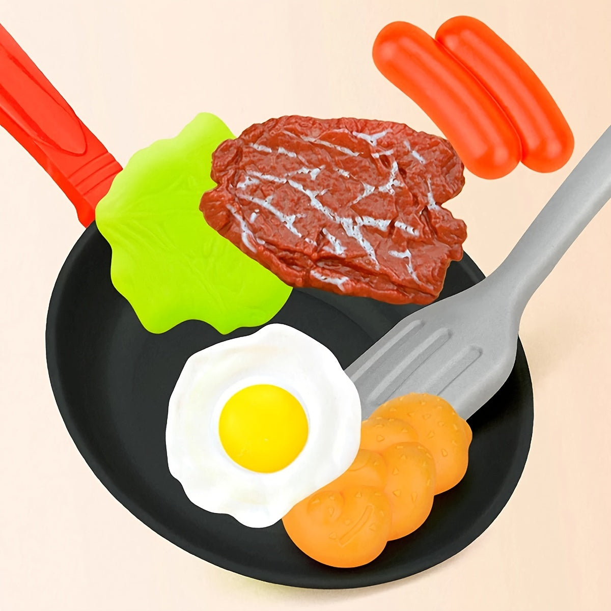 8 Uds. De juguetes de cocina para niños, utensilios de cocina de simulación, juego de juego, olla para juego de imitación, filete, pan vegetal, loro caliente, tortilla, regalo para niños