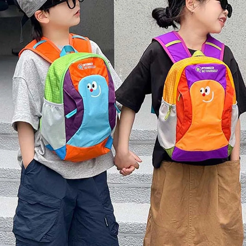 Mochila de tela Oxford para niños, mochila ergonómica con dibujos animados para guardería, mochila ligera y duradera con bloques de color para estudiantes