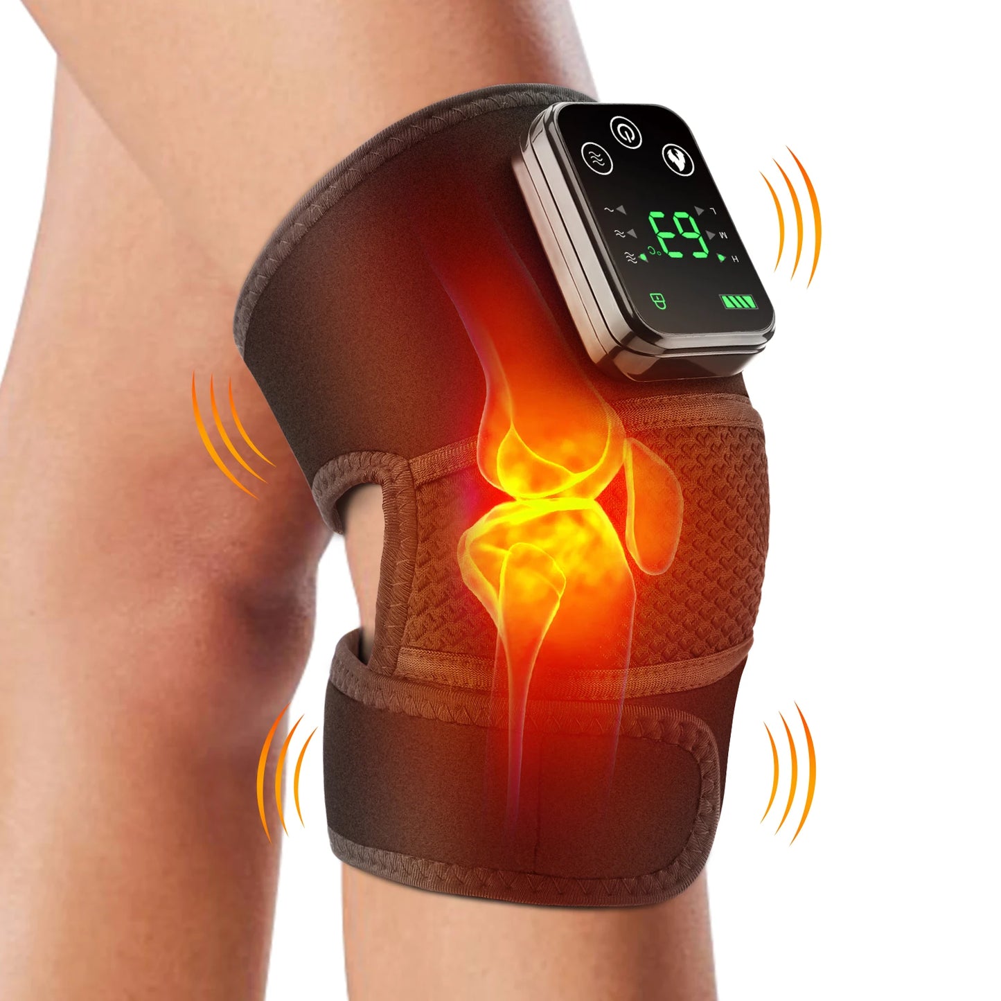 Masajeador de rodilla con calor, compresa caliente, masaje por vibración, soporte para codo y hombro, rodillera para aliviar la artritis