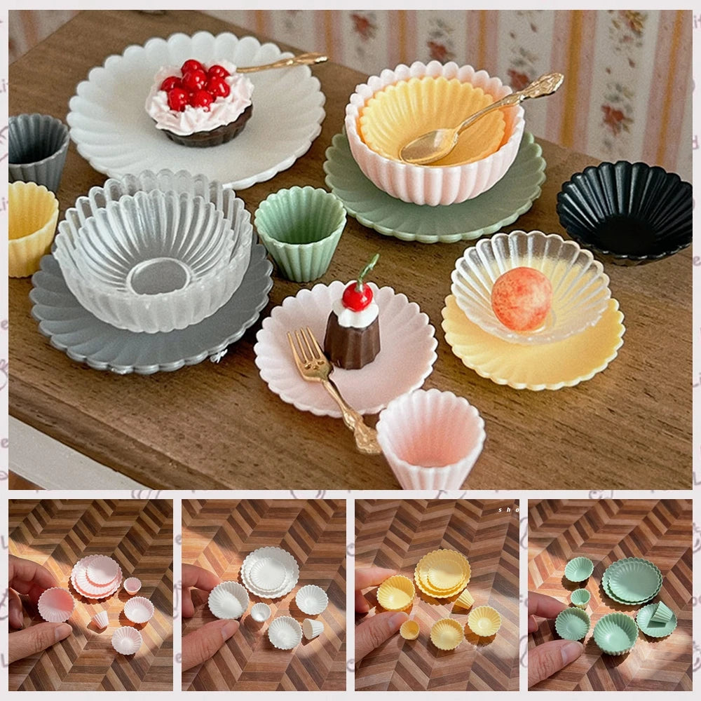 Nuevo Juego de 8 Piezas de Vajilla en Miniatura para Casa de Muñecas 1/6, Platos, Tazones y Utensilios para Muñecas Blyth, Accesorios de Escena, Juguetes