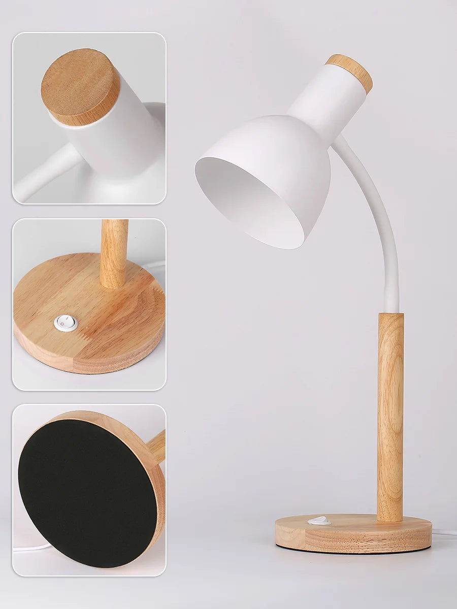 Lámpara LED de escritorio E27, lámparas de mesa con Base, bombilla reemplazable, luz de noche para habitación, dormitorio, oficina, estudio, iluminación de lectura
