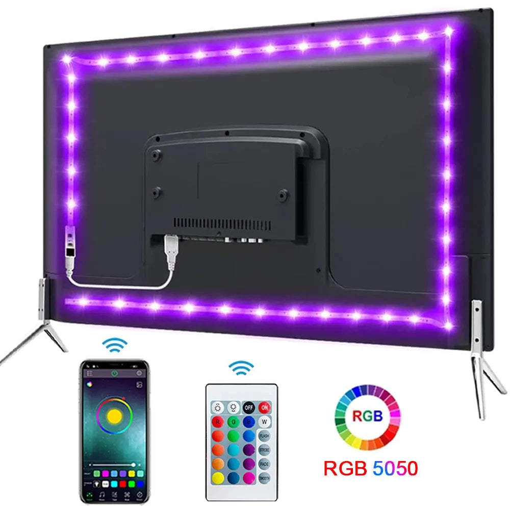 Tira de luces LED con Bluetooth, SMD inteligente 5050, aplicación remota, Control, cinta Flexible, lámpara de diodo, retroiluminación de TV, sala de juegos, decoración del hogar