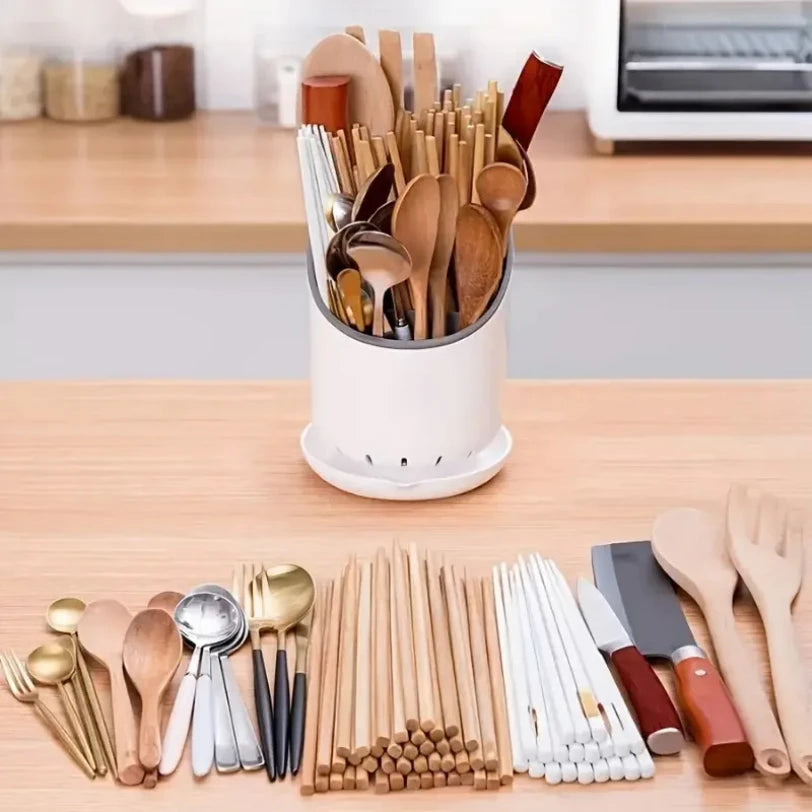 Soporte de almacenamiento de plástico, estante de secado de cocina para vajilla, cuchillo, cuchara, tenedor, contenedor de drenaje, organizador, herramienta de mesa, 1 ud.