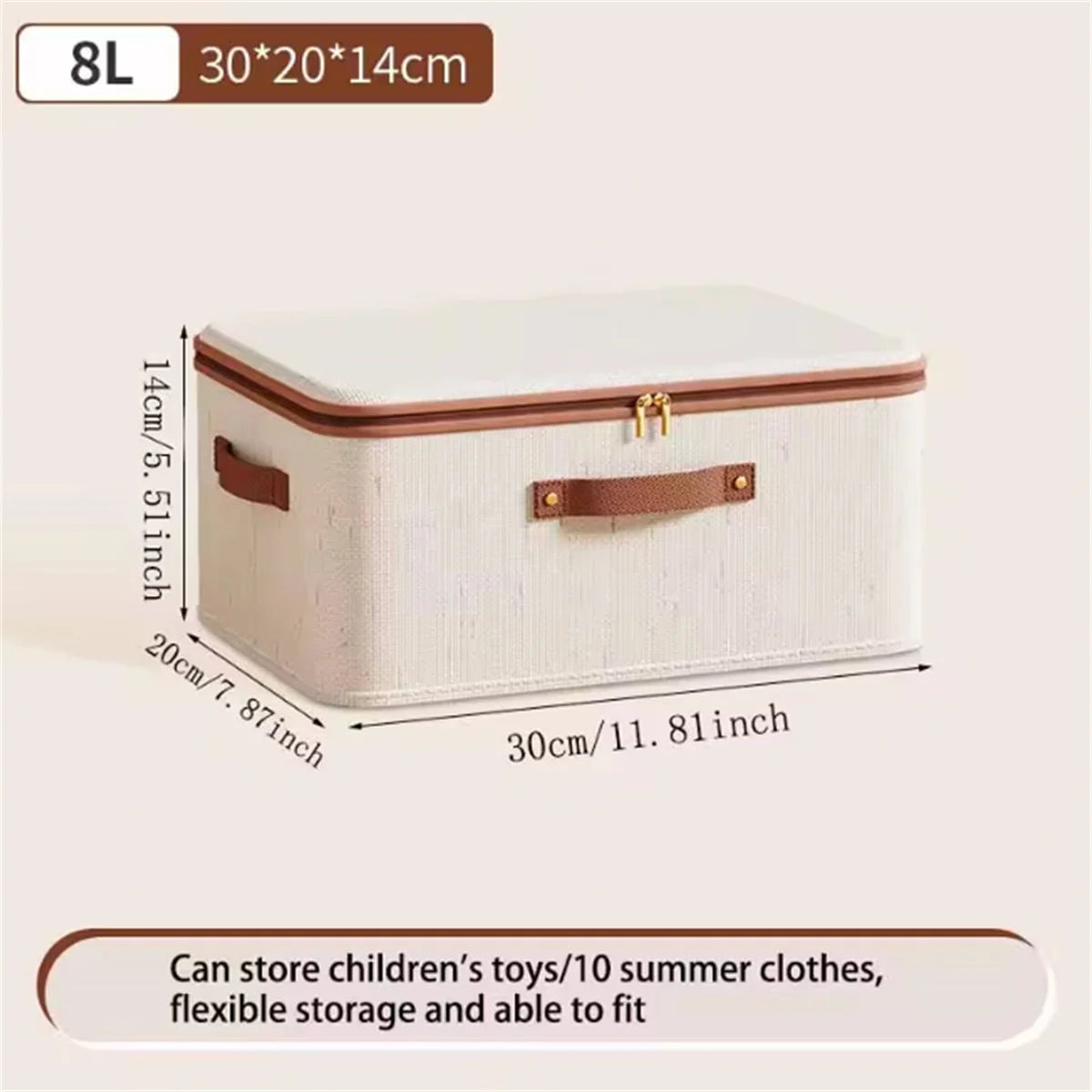 Caja de almacenamiento grande para el hogar, caja organizadora de almacenamiento con cremallera de lino y algodón de carcasa dura resistente con tapa para ropa, juguetes, mantas ﻿