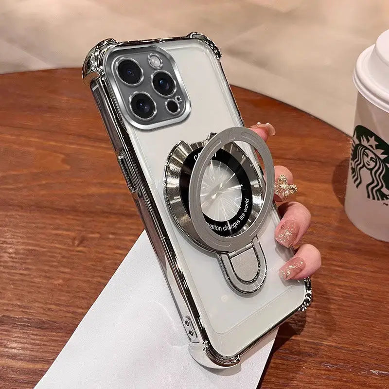 Para realme 15 Pro Funda de lujo galvanizada de silicona transparente soporte cubierta para realme 15Pro Funda de parachoques a prueba de golpes