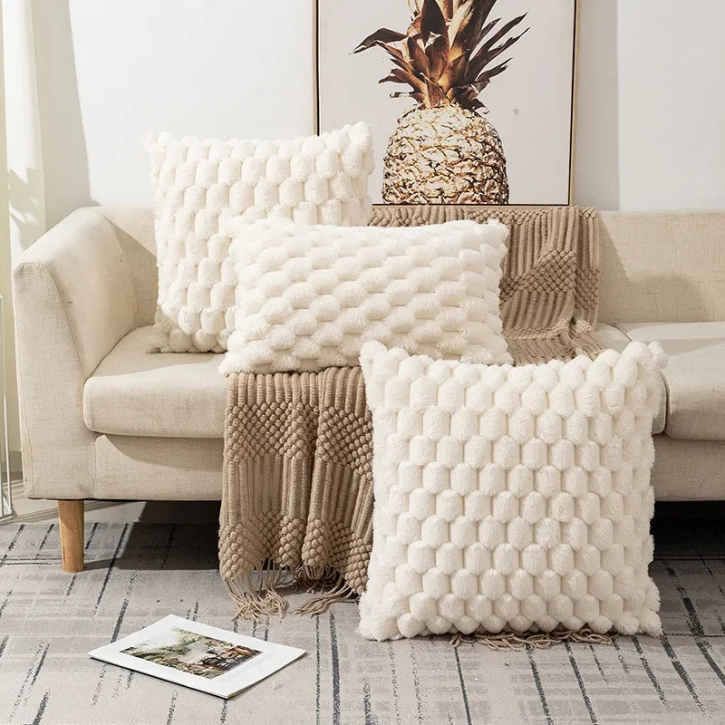 Funda de almohada tejida de terciopelo con copos de nieve, funda de almohada de Color sólido, funda de cojín de cintura suave y cómoda para sala de estar, sofá, decoración del hogar