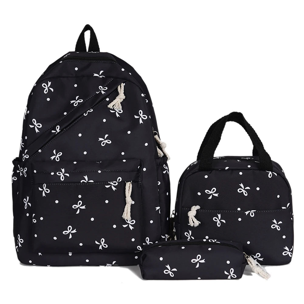 Mochila escolar universitaria con pajarita, 3 uds., con fiambrera, estuche para lápices, mochilas bonitas para niñas, conjunto de mochila escolar para chicas adolescentes