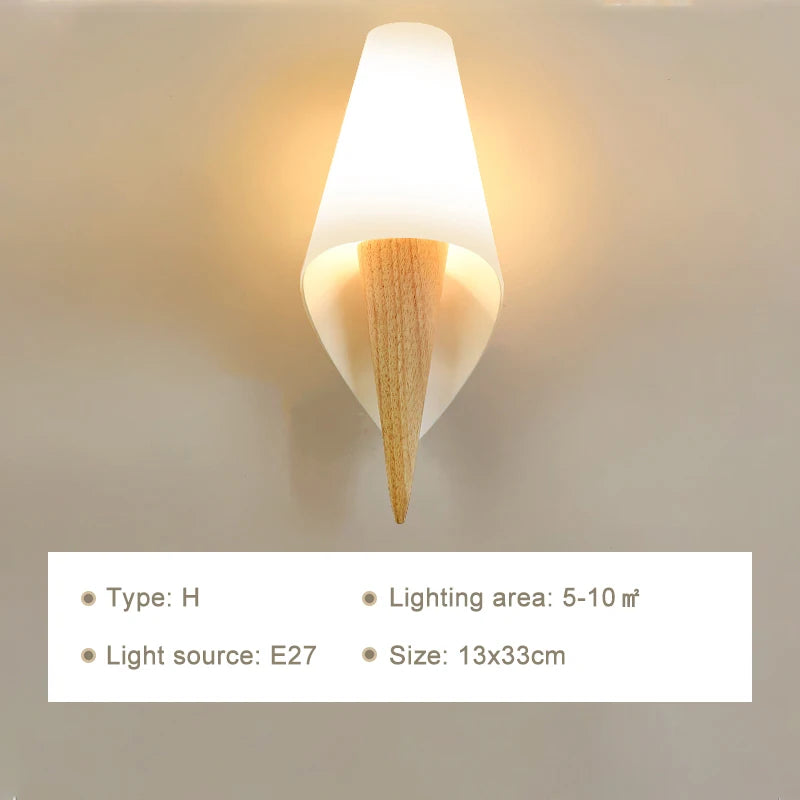 Lámparas de pared LED modernas, luces de madera para dormitorio, mesita de noche, escaleras, pasillo, aplique de iluminación montado Interior, accesorios de iluminación para decoración del hogar