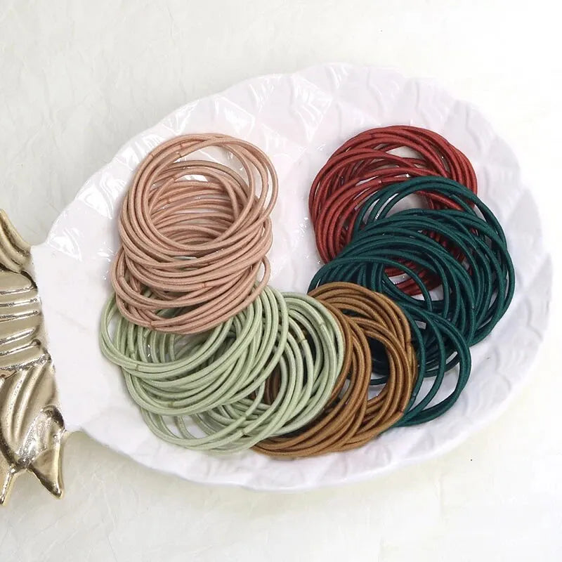 100 unids/set lazos para el cabello bandas de goma elásticas para mujeres y hombres bandas de goma para el cabello fino coleteros accesorios para el cabello para mujeres