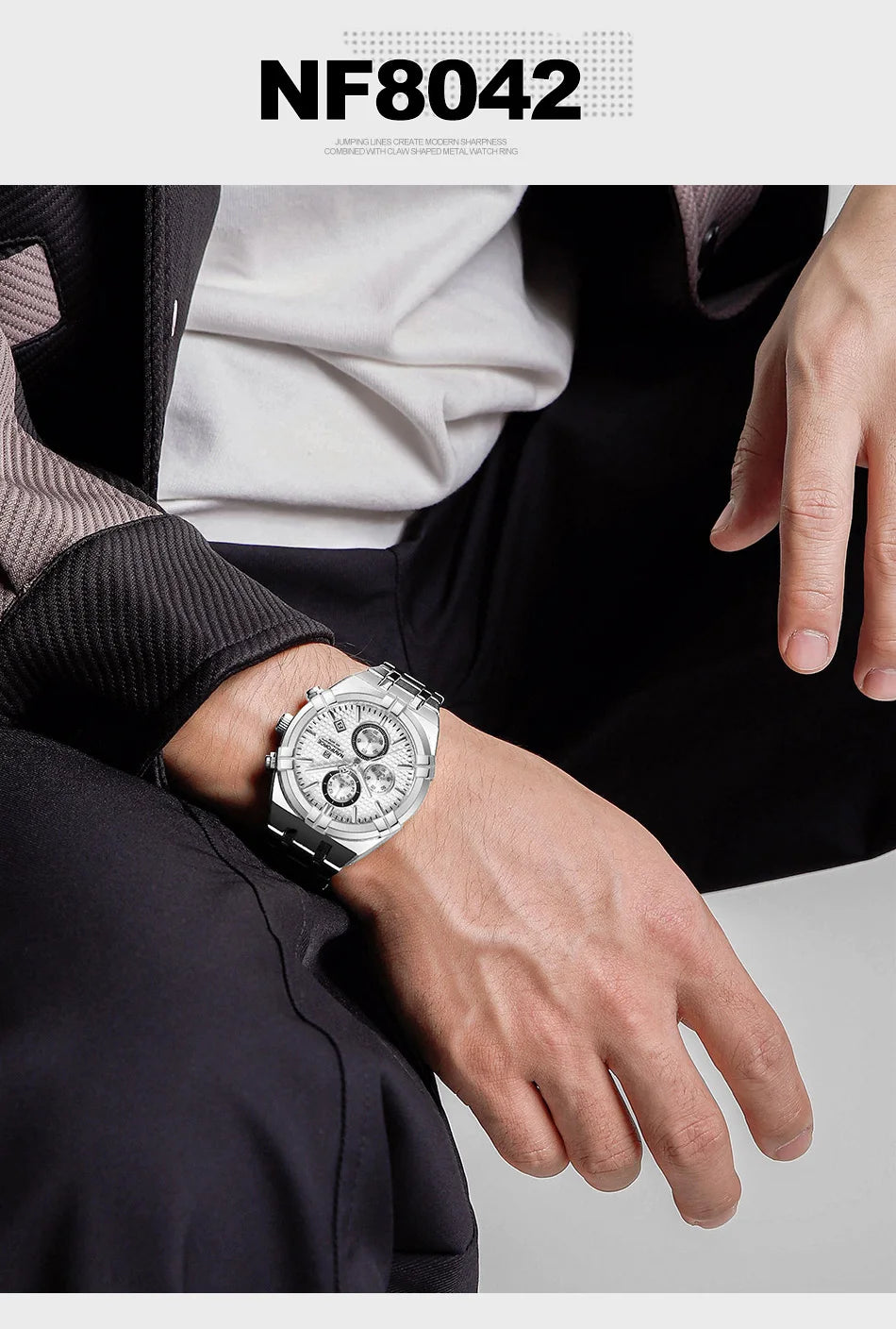 NAVIFORCE relojes originales para hombre, cronógrafo deportivo de cuarzo a la moda, reloj de pulsera para hombre Simple salvaje resistente al agua con pantalla
