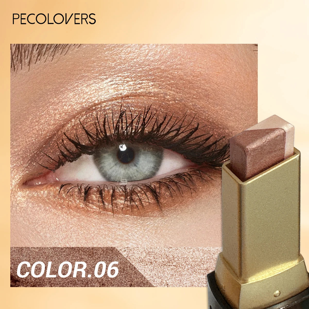 Barra de sombra de ojos de doble color, color de ojos mezclable para maquillaje diario, marrón y rosa, producto cosmético para maquillaje de ojos, 1 ud.