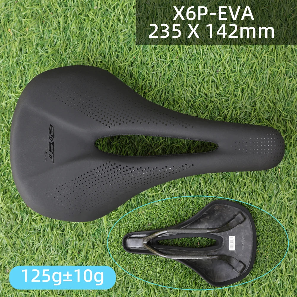 RYET-sillín de carbono para bicicleta con estampado 3D, 140mm, 142mm, superligero, para carreras de montaña, EVA, cojín para asiento de bicicleta, pieza de asiento para ciclismo